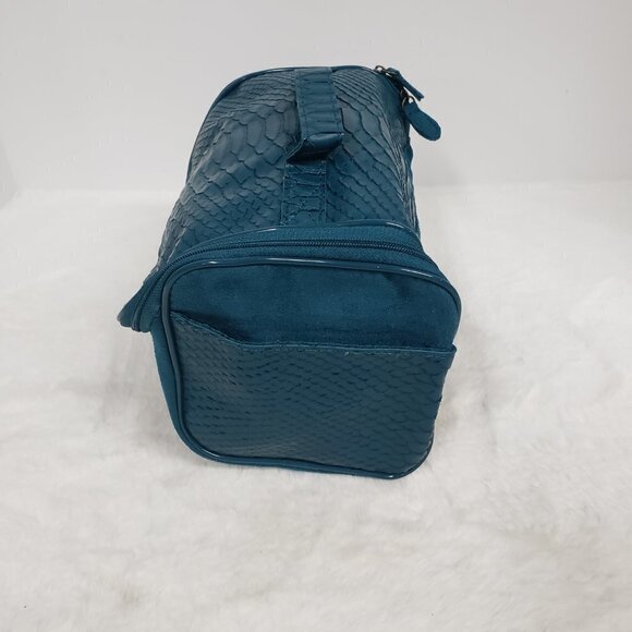 Unbranded Pouch Bag Travel Cosmetic Teal Blue Snakeskin Faux Leather - Picture 8 of 14